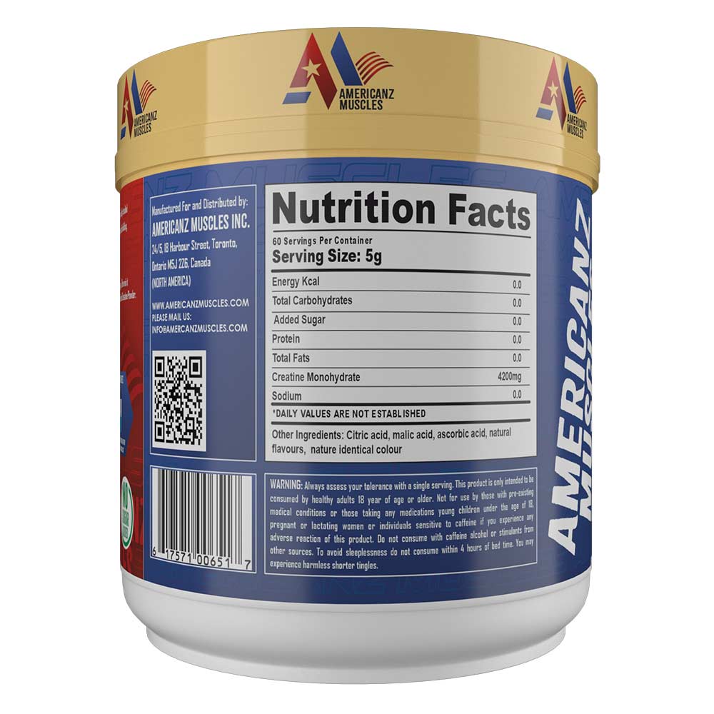 Americanz Muscles Creatine Monohydrate – 100g | Pure Micronized Creatine for Muscle Strength, Size & Recovery 60 Servings