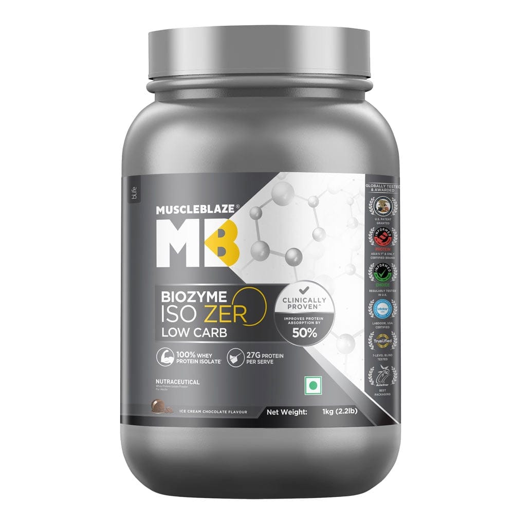 MuscleBlaze Biozyme Iso-Zero Low Carb Ice Cream Chocolate • 1 kg