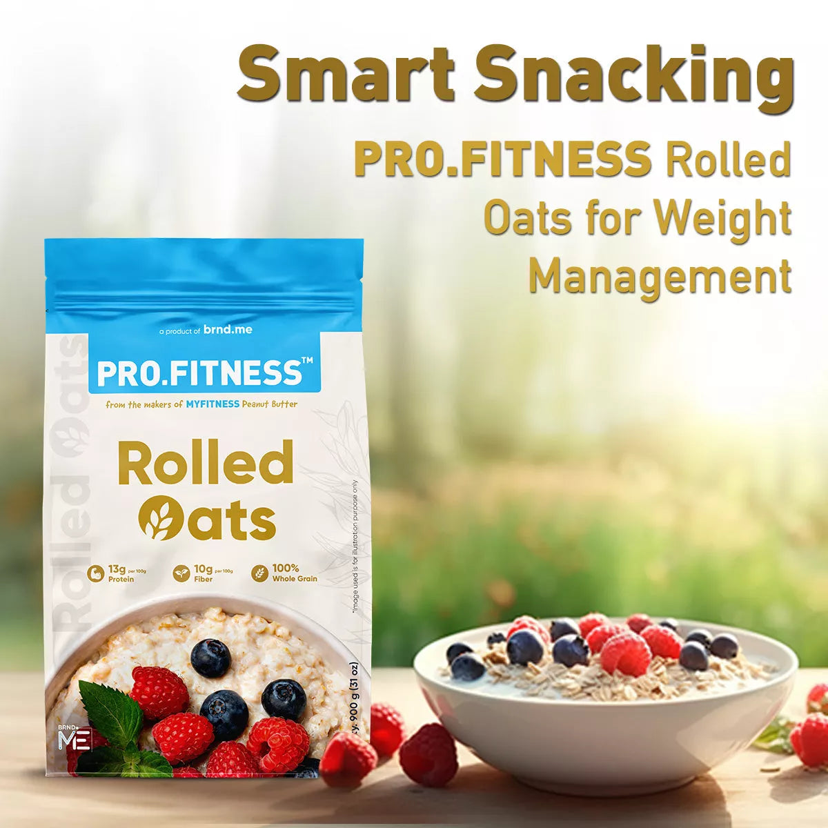 Pro.Fitness Rolled Oats | 13% Protein | Healthy Oats With High Fiber and Zero Cholesterol